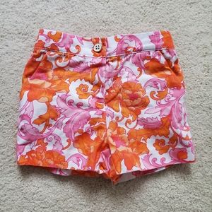 Janie and Jack Girls' Pink and Orange Floral Paisley Shorts sz12-18m